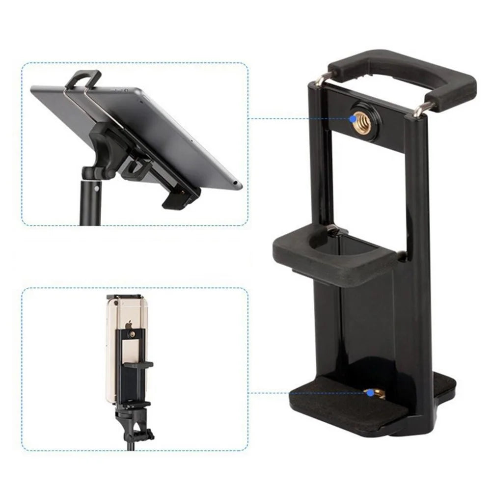 AT779 Universal Cell Phone Tablet Tripod Mount Vertical Bracket Holder Adapter Clamp with 1/4 Screw Hole - 1