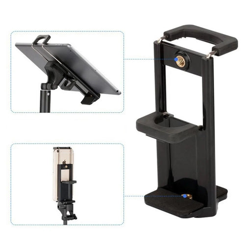 AT779 Universal Cell Phone Tablet Tripod Mount Vertical Bracket Holder Adapter Clamp with 1/4 Screw Hole - 1