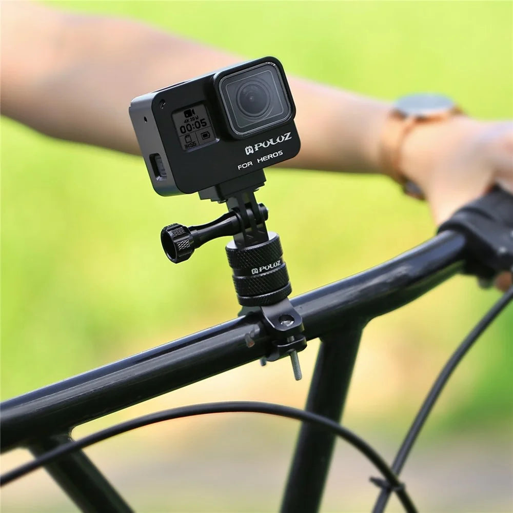 PULUZ 360 Degree Rotation Bike Aluminum Handlebar Adapter Mount with Screw for GoPro 5 Camera - Black - 5