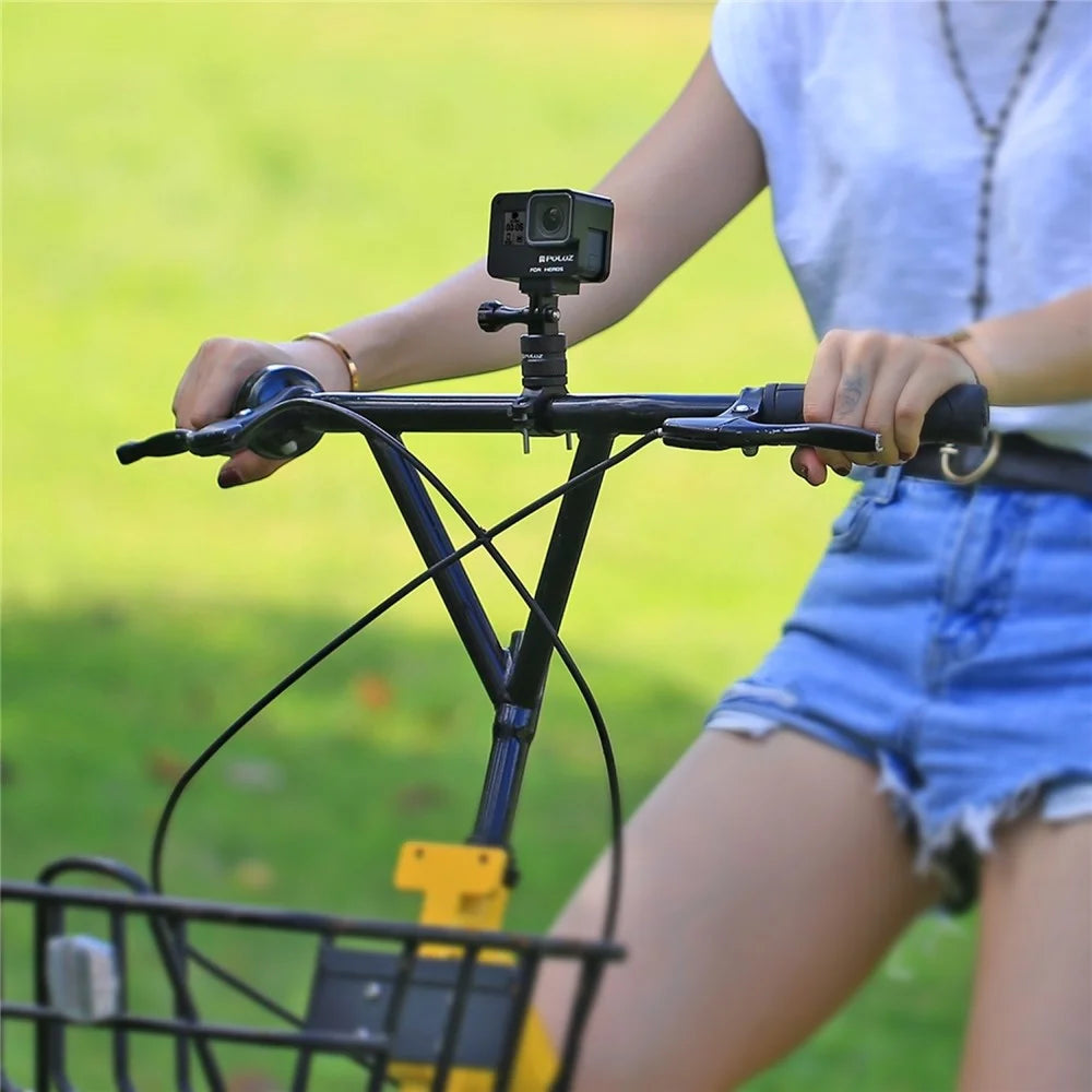 PULUZ 360 Degree Rotation Bike Aluminum Handlebar Adapter Mount with Screw for GoPro 5 Camera - Black - 6