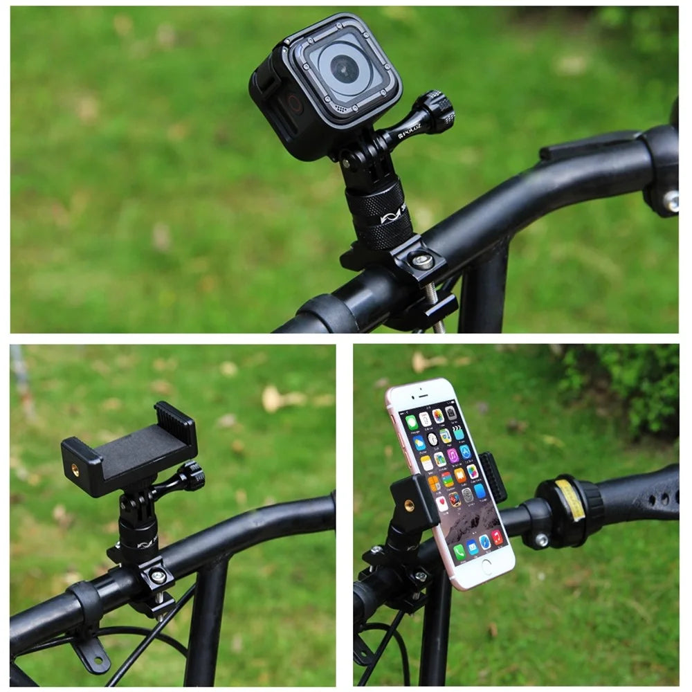 PULUZ 360 Degree Rotation Bike Aluminum Handlebar Adapter Mount with Screw for GoPro 5 Camera - Black - 7