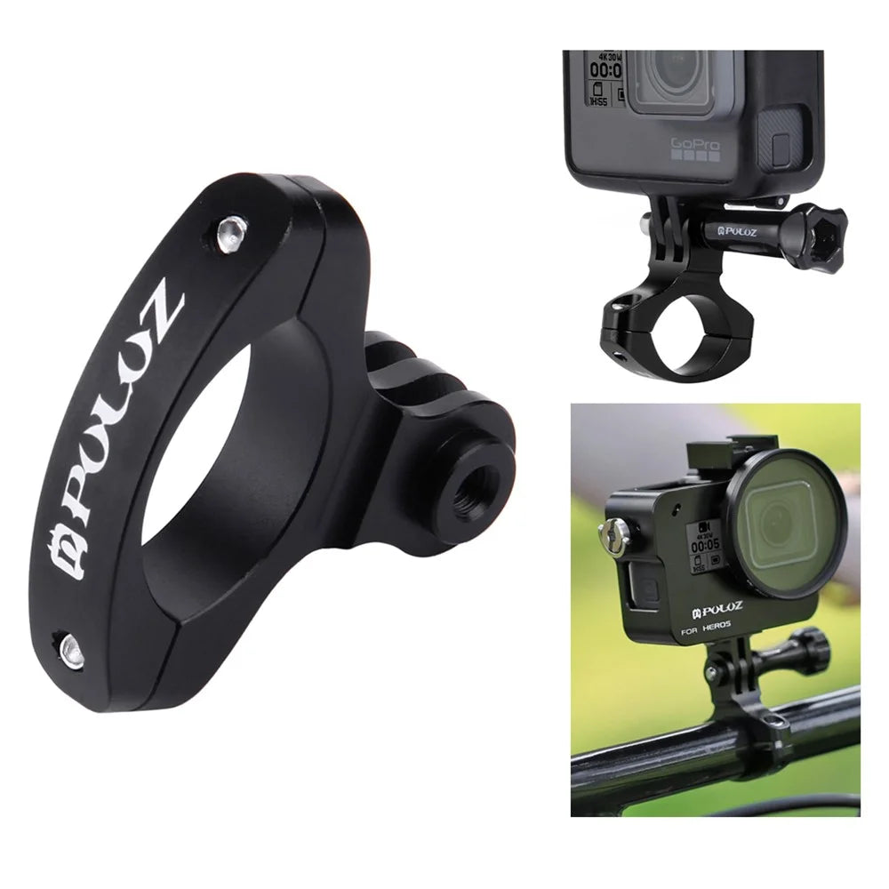 PULUZ PU193 Aluminum Alloy O Shape Bicycle Bracket Bike Handlebar Mount for Gopro Hero 5 /4 /3+ /3 /2 /1 - Black - 1