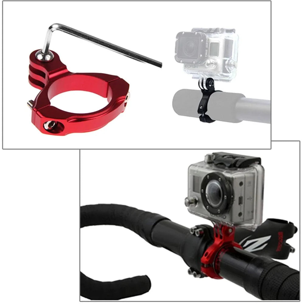 PULUZ PU193 Aluminum Alloy O Shape Bicycle Bracket Bike Handlebar Mount for Gopro Hero 5 /4 /3+ /3 /2 /1 - Black - 7