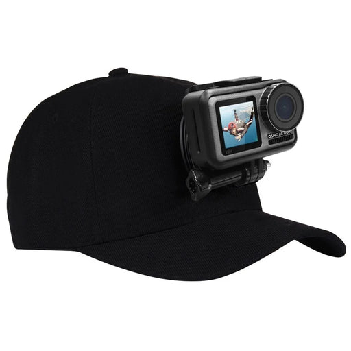 PULUZ PU195 Baseball Hat for GoPro DJI OSMO Action Camera Adjustable Cap with Screws and J Stent Base - Black - 1