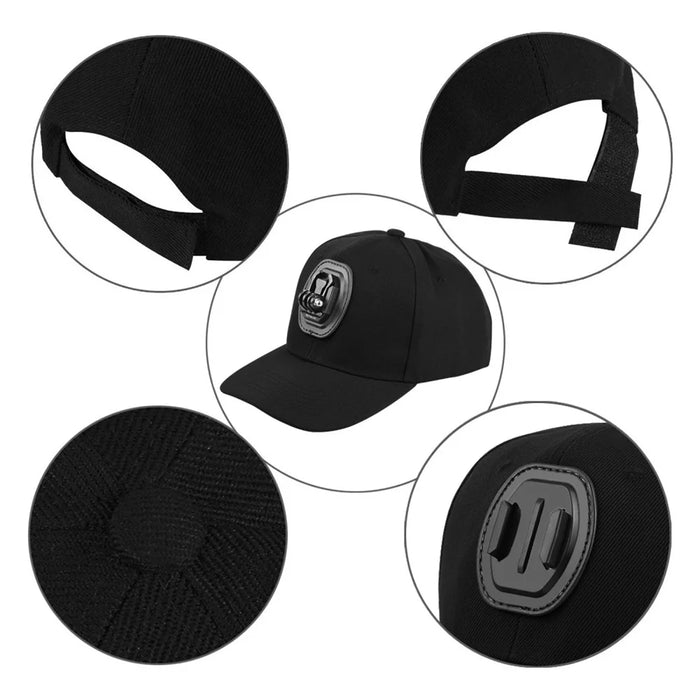 PULUZ PU195 Baseball Hat for GoPro DJI OSMO Action Camera Adjustable Cap with Screws and J Stent Base - Black - 5