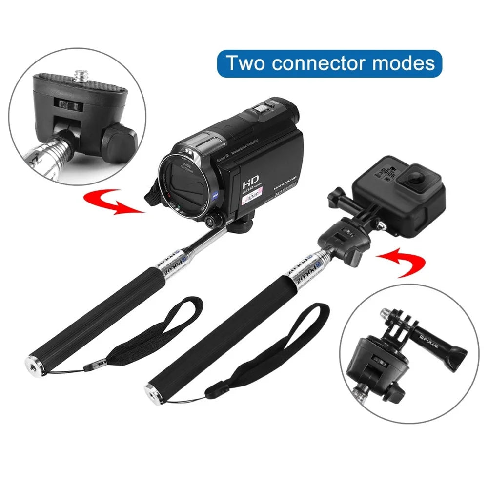 PULUZ PU55 Extendable Selfie Stick Adjustable Telescoping Handheld Monopod Pole for GoPro Hero 7/6/5/5 Session/4Session/4/3+/3/2/1, DJI Osmo Action Camera - 7