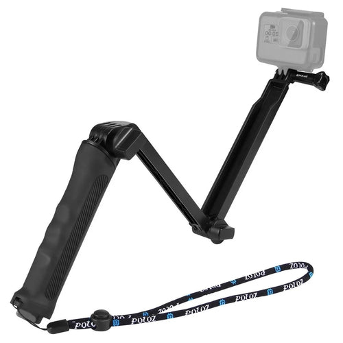 PULUZ 3-Way Grip Foldable Multi-functional Selfie-stick Extension Monopod with Tripod for GoPro New Hero/Hero7/6/5/5 Session/4 Session/4/3+/3/2/1 DJI Osmo Action Xiaoyi - 1