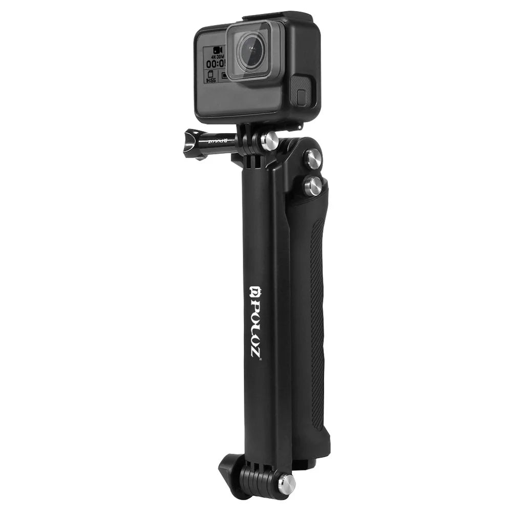 PULUZ 3-Way Grip Foldable Multi-functional Selfie-stick Extension Monopod with Tripod for GoPro New Hero/Hero7/6/5/5 Session/4 Session/4/3+/3/2/1 DJI Osmo Action Xiaoyi - 2
