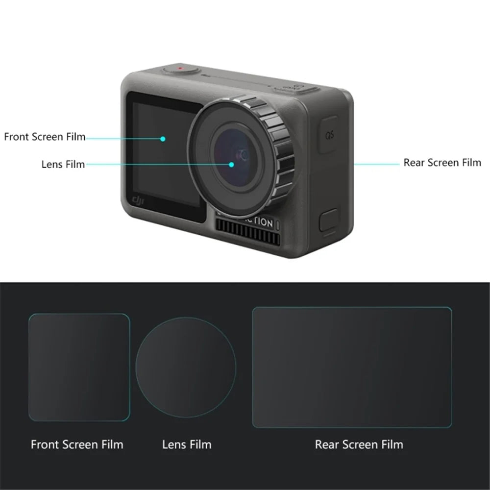 PULUZ Lens + Front and Back LCD Display Tempered Glass Film for DJI Osmo Action - 4