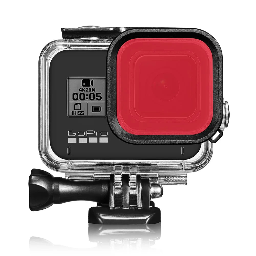 For Gopro 8 Waterproof Case+Red Purple Pink Filter - 2
