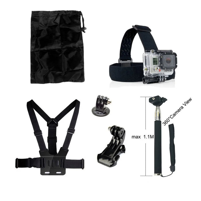 6 in 1 Accessories Kit with Chest Belt, Headstrap, Extendable Self-timer Monopod for GoPro Hero 4/3+/3/2/1 SJ4000/5000/6000/Xiaomi Yi - 1