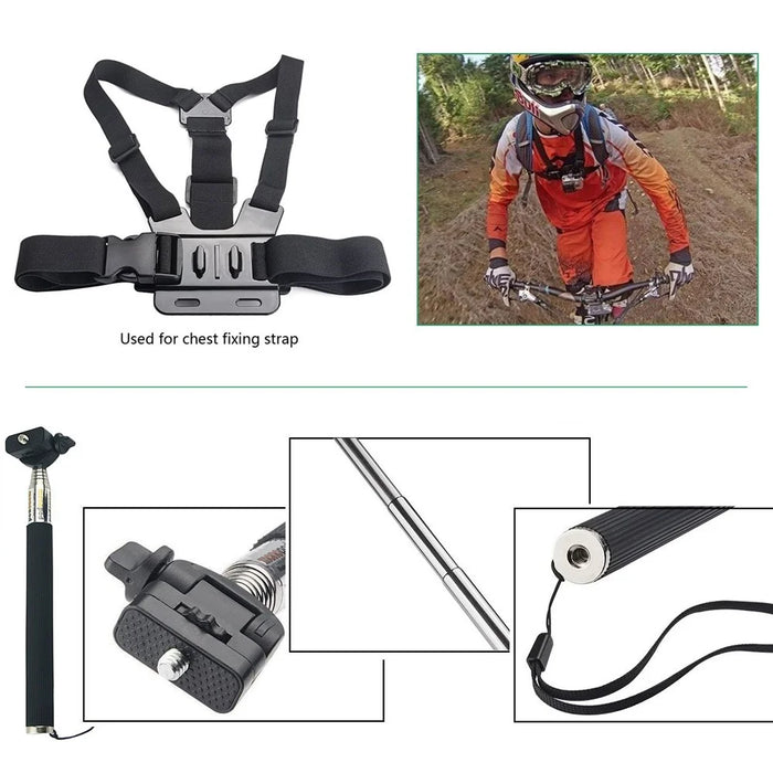 6 in 1 Accessories Kit with Chest Belt, Headstrap, Extendable Self-timer Monopod for GoPro Hero 4/3+/3/2/1 SJ4000/5000/6000/Xiaomi Yi - 2