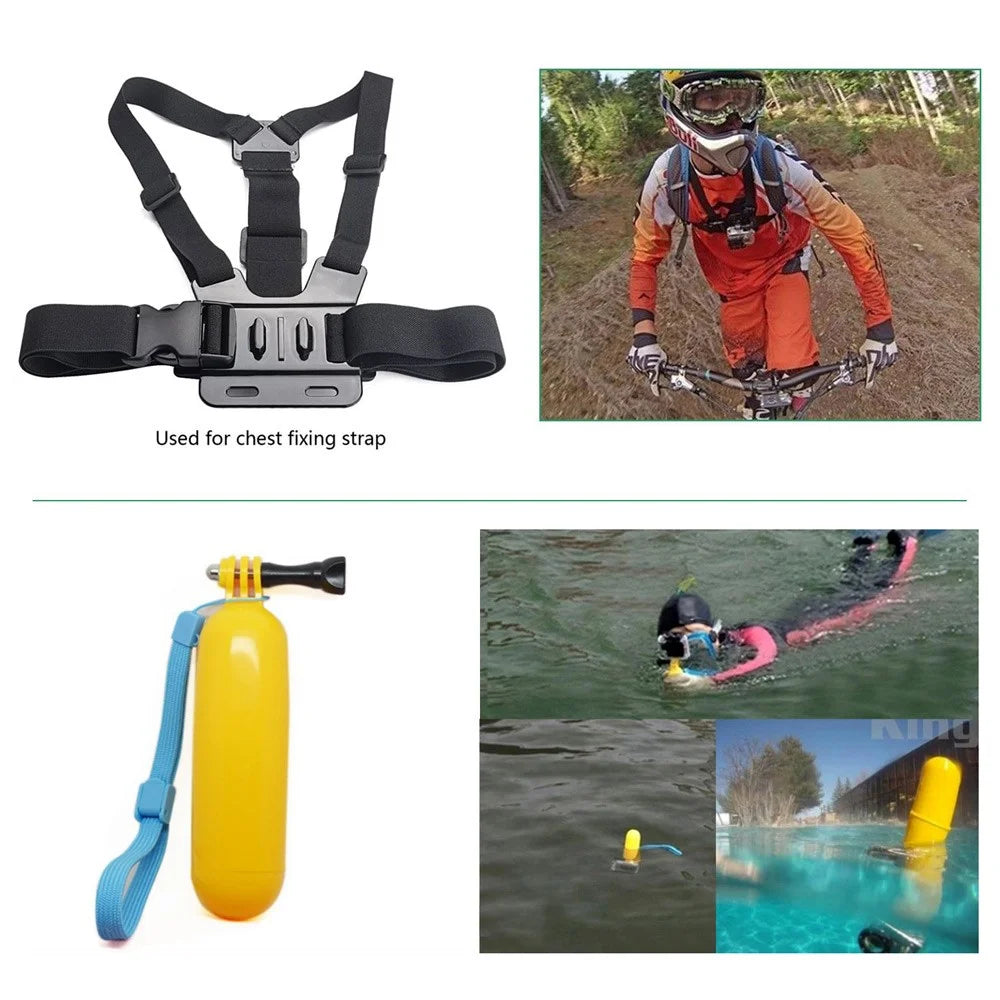 4 in 1 Accessories Kit with Chest Belt, Headstrap, Floating Hand Grip for GoPro Hero 4/3+/3/2/1 SJ4000/5000/6000/Xiaomi Yi - 2