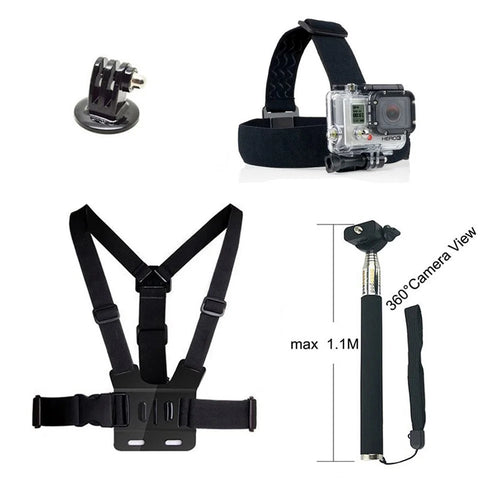 4 in 1 Accessories Kit with Chest Belt, Headstrap, Extendable Self-timer Monopod for GoPro Hero 4/3+/3/2/1 SJ4000/5000/6000/Xiaomi Yi - 1