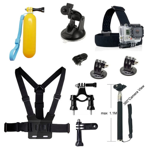 AT225 10-in-1 Accessories Combo Kit with Headband, Chest Strap and Sefie Stick for GoPro Hero 4/2/2/1/Xiaomi Yi - 1