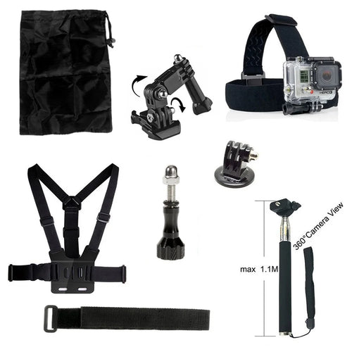 AT203 8-in-1 Gopro Accessories Kit with Chest Belt, Headstrap and Monopod for GoPro HERO 4 3+ 3 2 1 Xiaomi Yi - 1