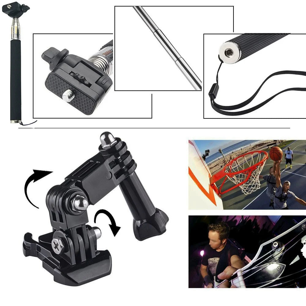 AT203 8-in-1 Gopro Accessories Kit with Chest Belt, Headstrap and Monopod for GoPro HERO 4 3+ 3 2 1 Xiaomi Yi - 2