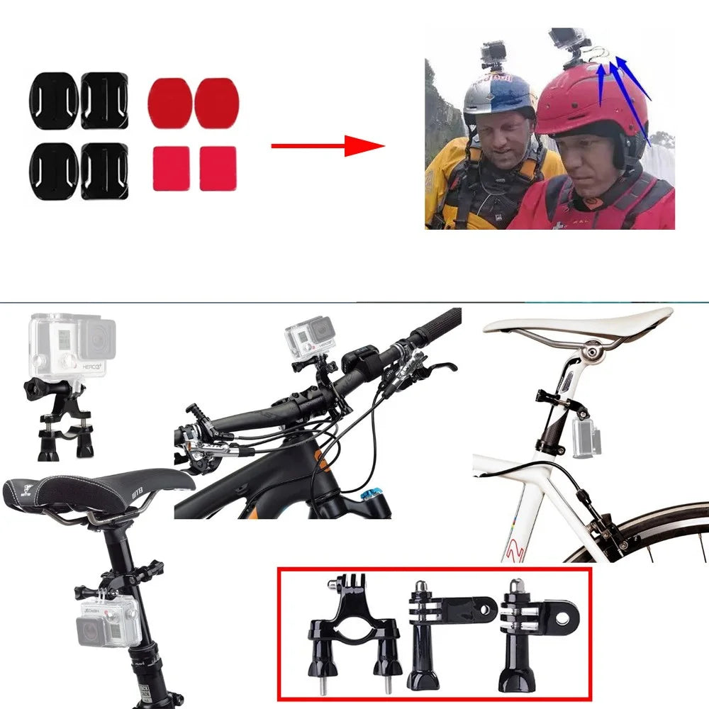 AT262 10 in 1 Accessories Kit for GoPro Hero 4/3+/3/2/1 Include Handlebar Mount and Helmet Mount - 2