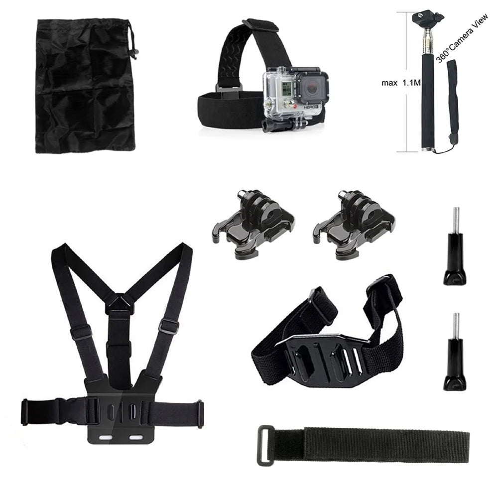 10 in 1 Accessories Kit with Chest Belt, Headstrap for GoPro Hero 4/3+/3/2/1 SJ4000/5000/6000/Xiaomi Yi - 1