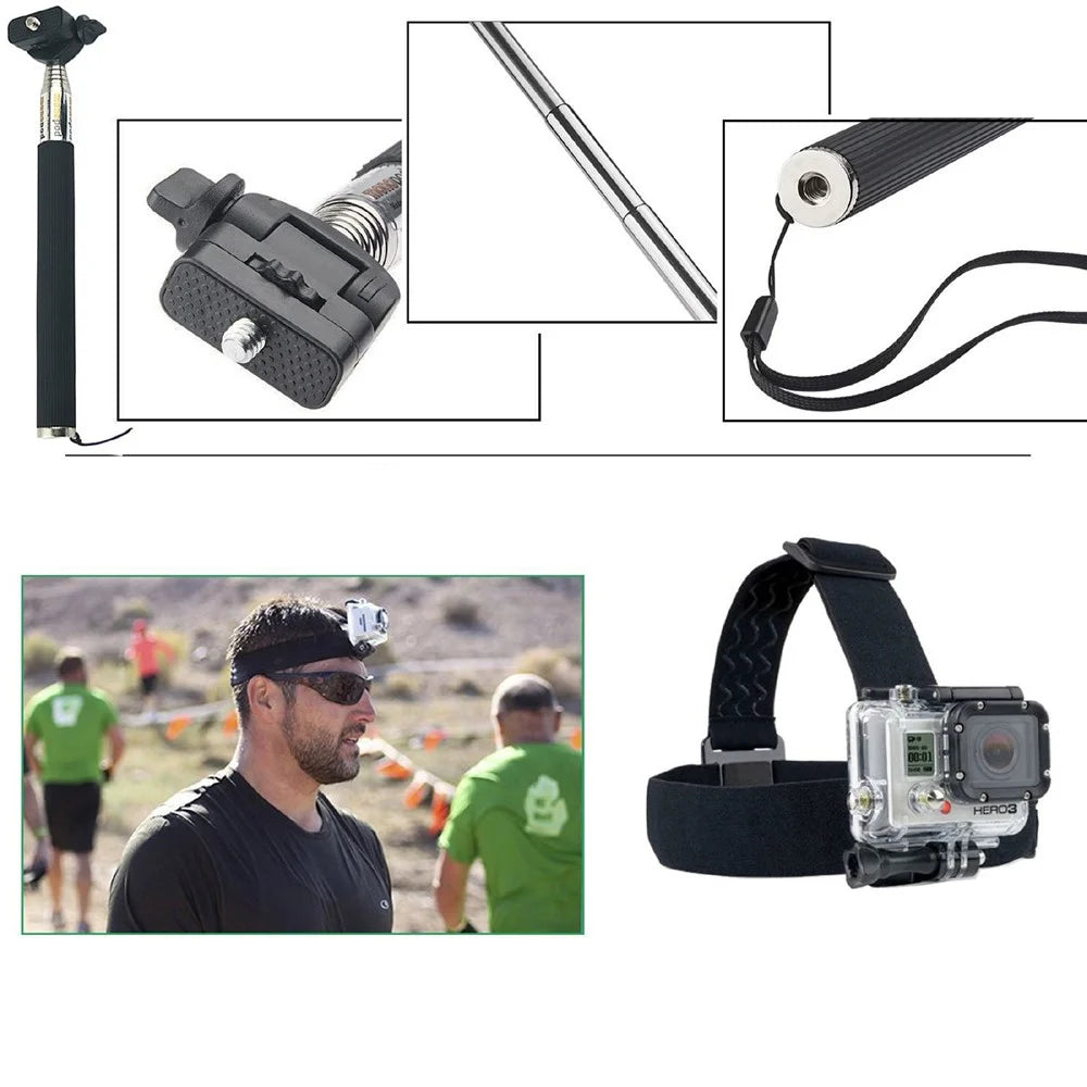 10 in 1 Accessories Kit with Chest Belt, Headstrap for GoPro Hero 4/3+/3/2/1 SJ4000/5000/6000/Xiaomi Yi - 2