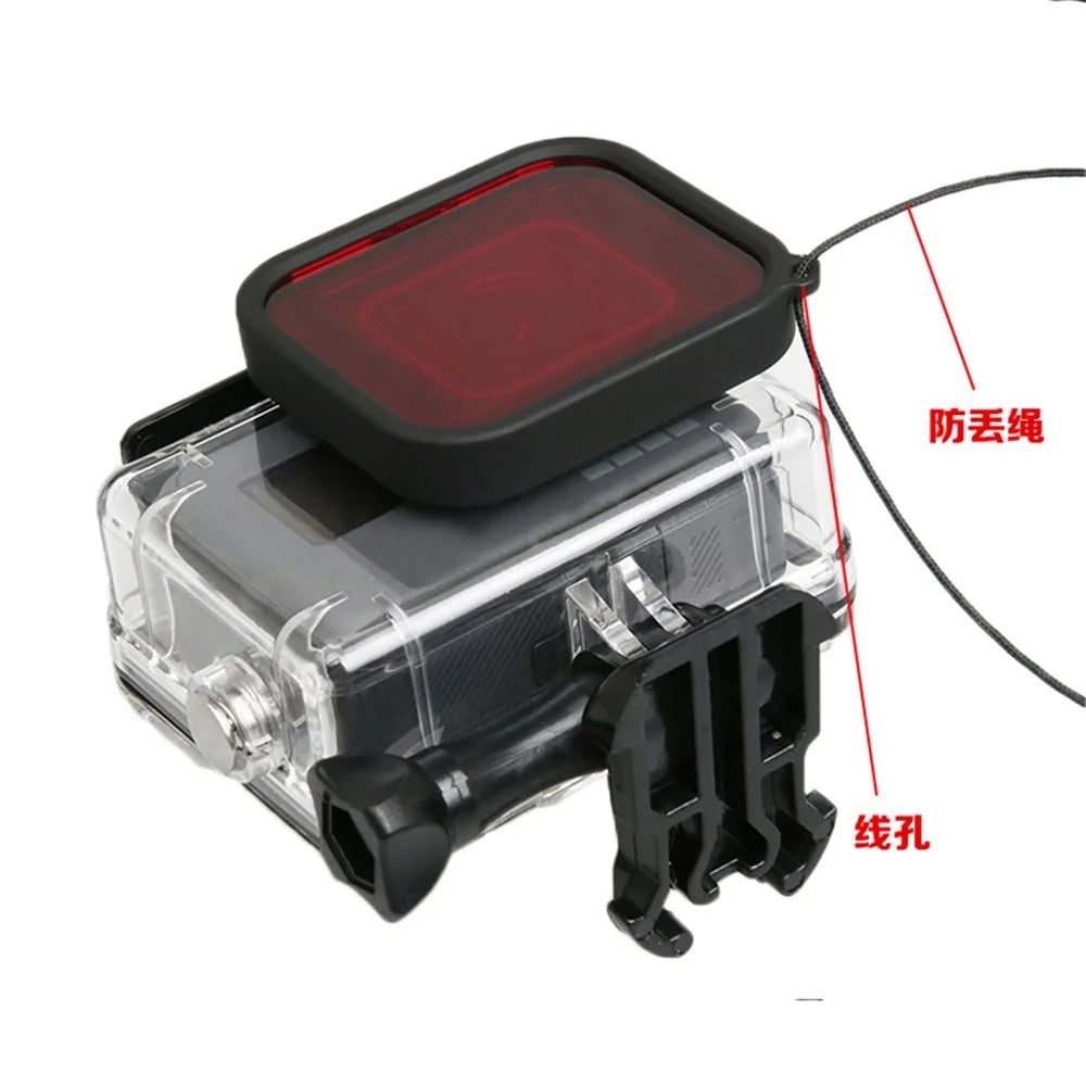 LINGLE AT651 58mm Red Filter Lens for GoPro Hero 5 Black Waterproof Housing - 5