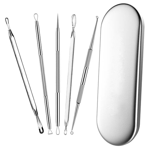 5Pcs/Set Blackhead Remover Pimple Popper Tool Kit Professional Stainless Steel Pimples Comedone Extractor Removal Tool - 1