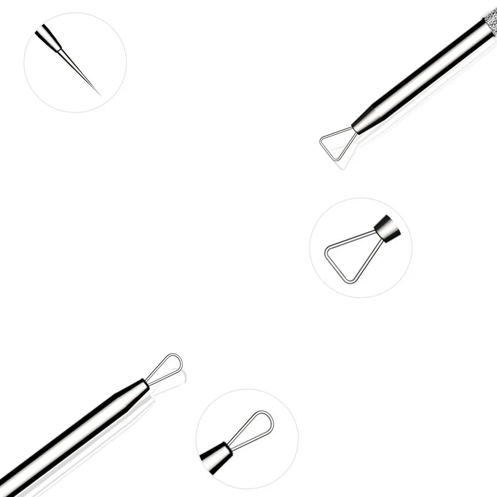 5Pcs/Set Blackhead Remover Pimple Popper Tool Kit Professional Stainless Steel Pimples Comedone Extractor Removal Tool - 7