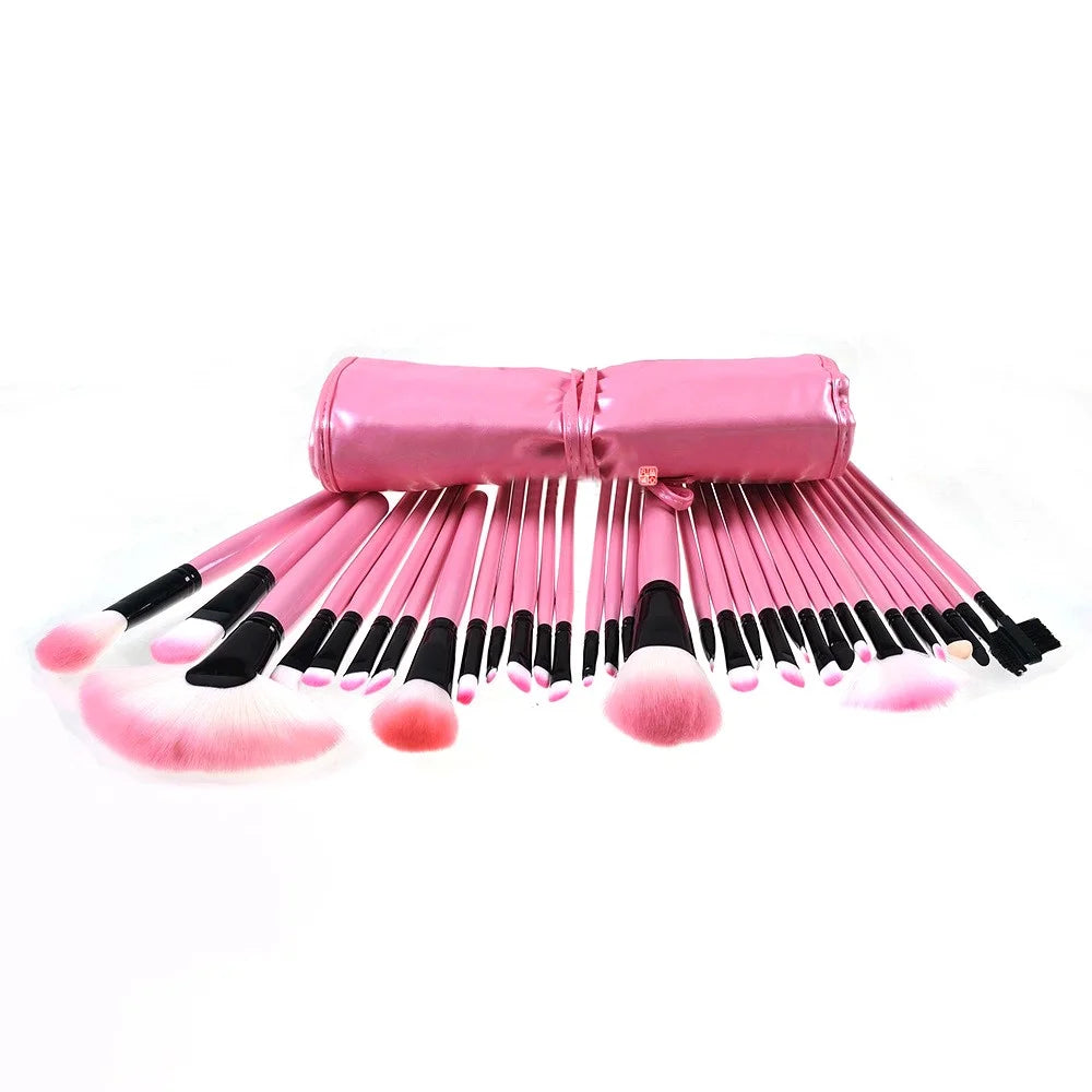 32PCS Professional Pink Makeup Brushes Cosmetic Set Wood Handle with Case - 1
