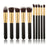 10PCS Professional Makeup Brush Set Cosmetics Foundation Blending Blush Makeup Tool - Gold Color / Black - 1