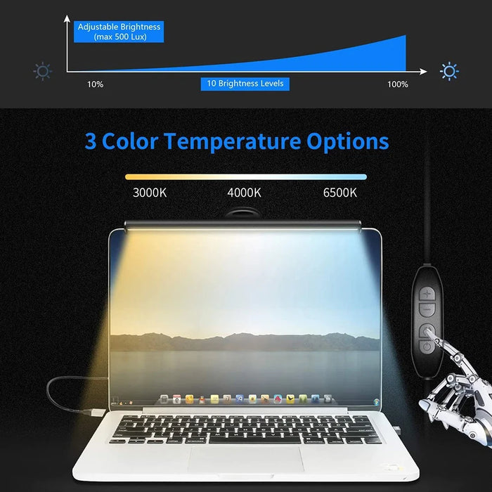 26cm No Glare USB Powered Clip On Laptop Monitor Light Bar Dimmable On Screen Lamp - 6