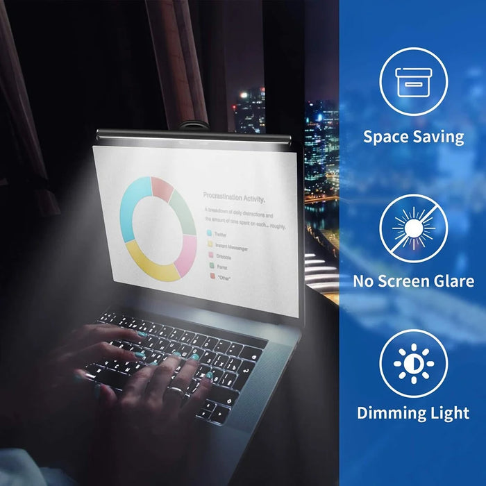 26cm No Glare USB Powered Clip On Laptop Monitor Light Bar Dimmable On Screen Lamp - 7