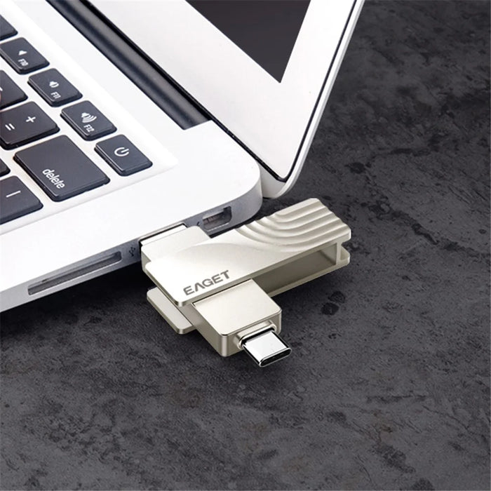 EAGET CF30 2-in-1 Type C USB 3.0 Flash Drive Memory Stick for Type-C Phone Tablet Laptop, 64GB - 6