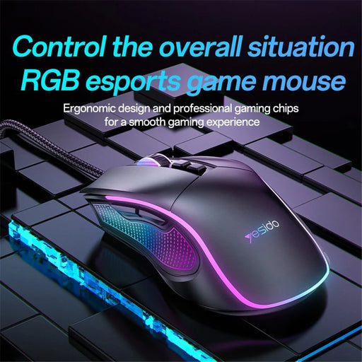 YESIDO KB20 USB Wired Gaming Mouse 7200DPI RGB Light Computer Laptop Mice - 2