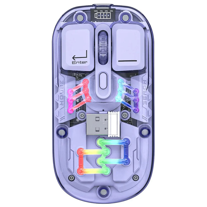 Rechargeable Computer Mouse Wireless Dual-Mode Mouse for Gaming Office Work - Purple - 1