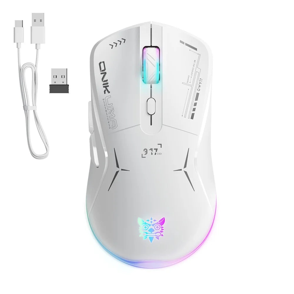 ONIKUMA CW917 Wired / 2.4G Wireless Dual Mode Gaming Mouse Ergonomic Computer Laptop Mice - White - 1