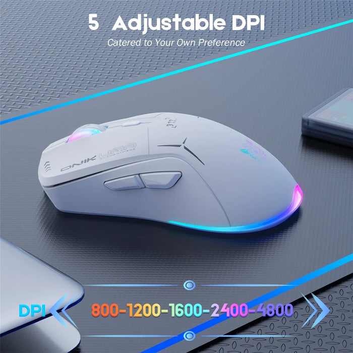 ONIKUMA CW917 Wired / 2.4G Wireless Dual Mode Gaming Mouse Ergonomic Computer Laptop Mice - White - 5