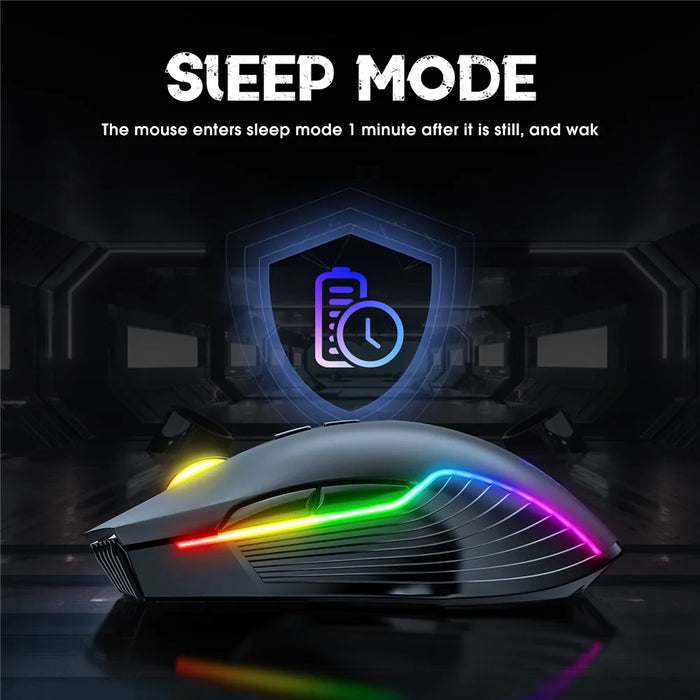ONIKUMA CW905 Rechargeable 2.4G Wireless Gaming Mouse RGB Light Computer Mice - Black - 6