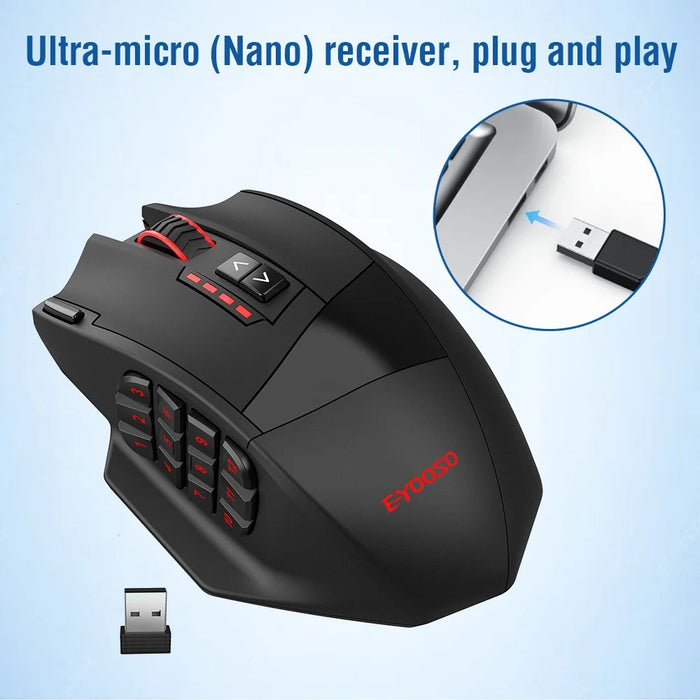 E-YOOSO X33 2.4G Wireless + USB-C Wired Computer Gaming Mouse with 12 Side Buttons - 2