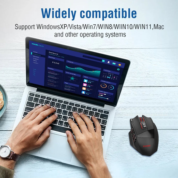 E-YOOSO X33 2.4G Wireless + USB-C Wired Computer Gaming Mouse with 12 Side Buttons - 3