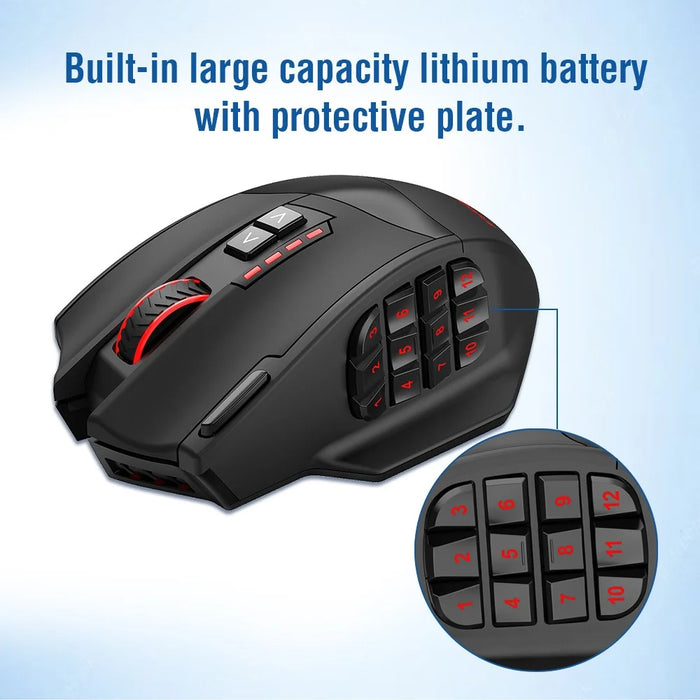E-YOOSO X33 2.4G Wireless + USB-C Wired Computer Gaming Mouse with 12 Side Buttons - 7