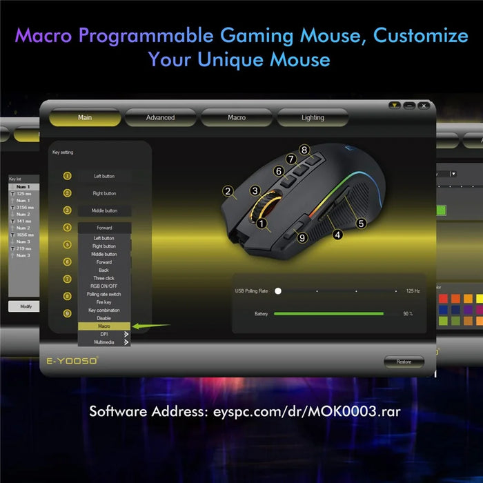 E-YOOSO X11 USB Wired+2.4G Wireless Gaming Mouse Ergonomic Design for Mac / PC / Laptop - 2