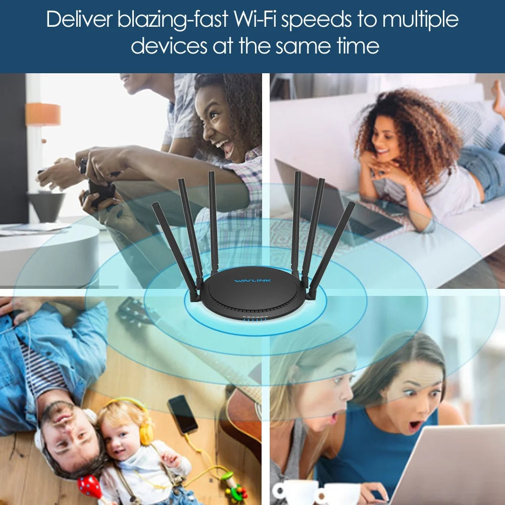 WAVLINK WN531A6 AC2100 Gigabit Ethernet Port WiFi Router Dual Band Wireless Repeater - US Plug - 6