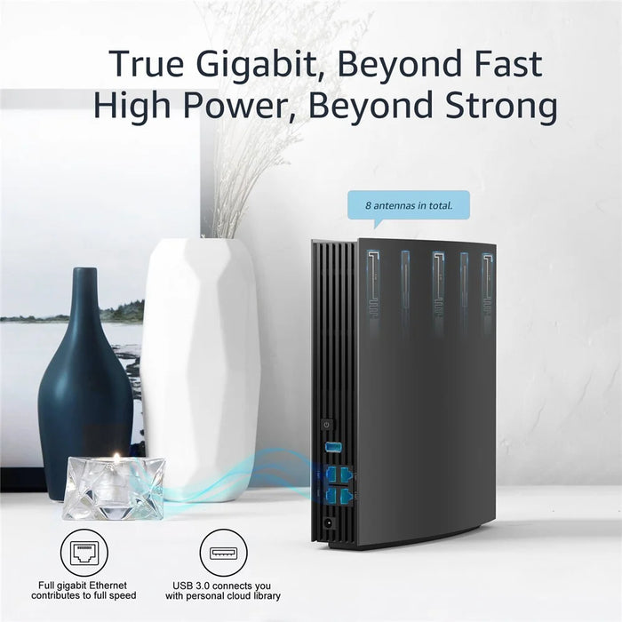 WAVLINK WN538A8 AC3200 Home Dual Band Gigabit Smart WiFi Router with LCD Screen - US Plug - 5