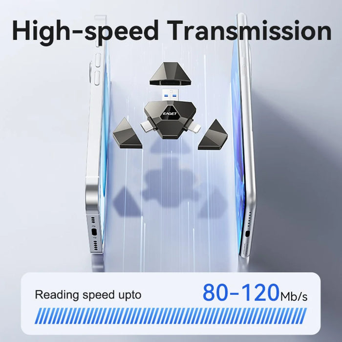 EAGET I90 USB / 8-Pin / Type-C 3-in-1 256GB U-Disk Computer Tablet Phone Flash Drive - 7