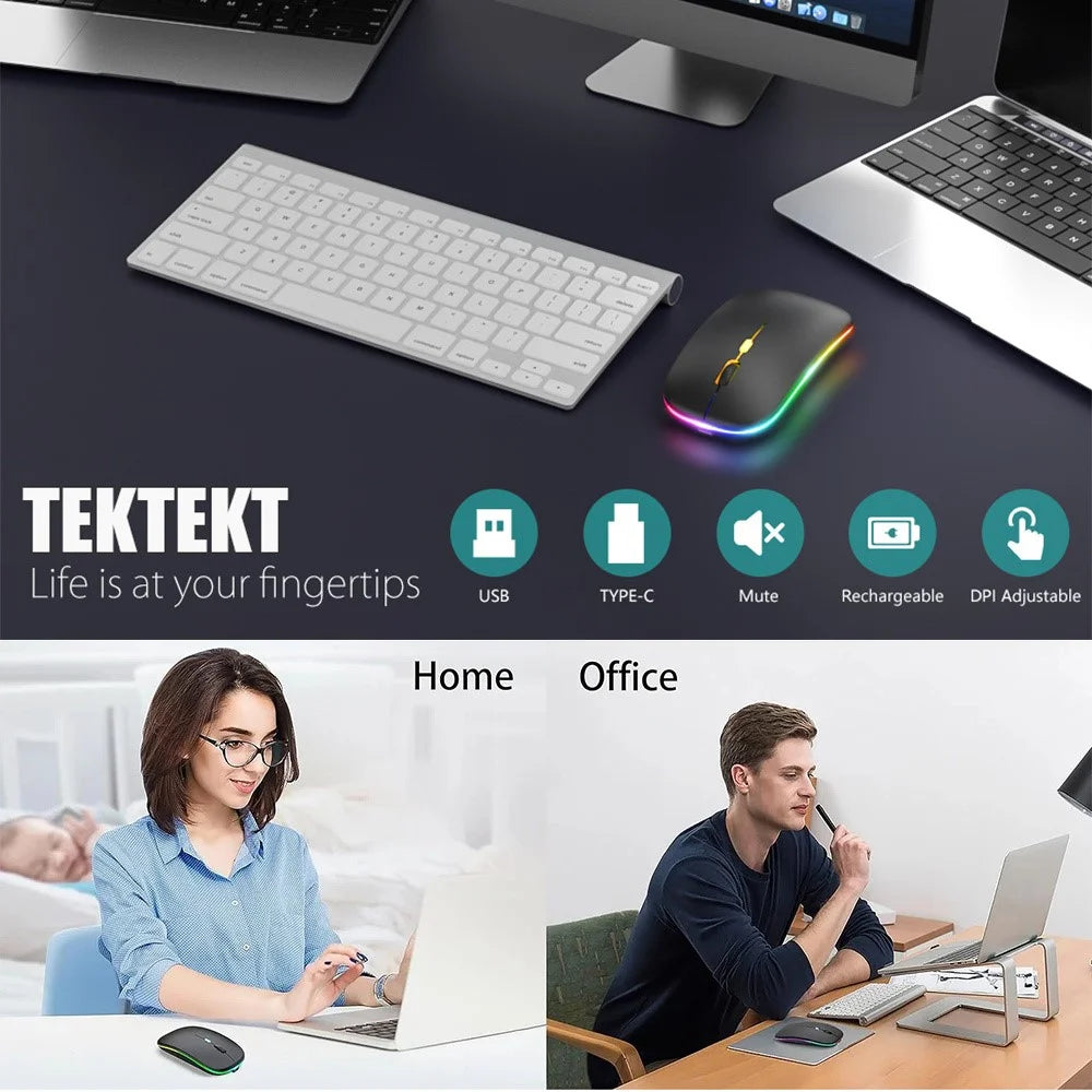 M105D Bluetooth-compatible / 2.4G Wireless Mouse Silent Backlight Computer Laptop Mice - Black - 5
