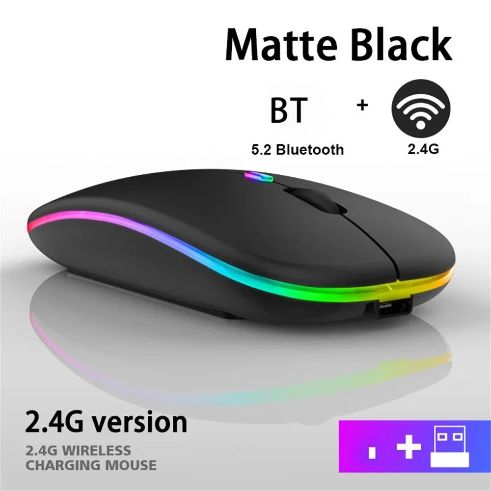 M105D Bluetooth-compatible / 2.4G Wireless Mouse Silent Backlight Computer Laptop Mice - Black - 6