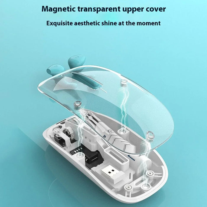 501 Bluetooth-compatible / 2.4G Wireless Mouse Transparent Design Computer Laptop Tablet Mute Mice - Transparent White - 6