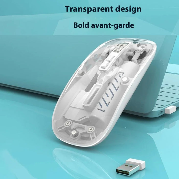 501 Bluetooth-compatible / 2.4G Wireless Mouse Transparent Design Computer Laptop Tablet Mute Mice - Transparent White - 7