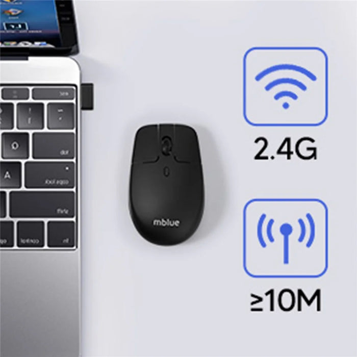 MBLUE M203 Rechargeable 2.4G Wireless Mouse Ergonomic Home Office Mute Mice - Black - 7
