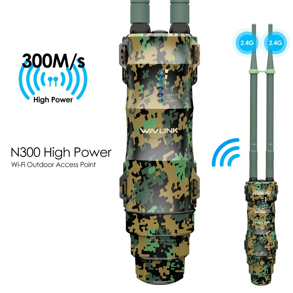 WAVLINK WN570HN2 300Mbps High Power Outdoor Router Poe Weatherproof AP  /  Repeater Mode WiFi Extender - AU Plug - 2
